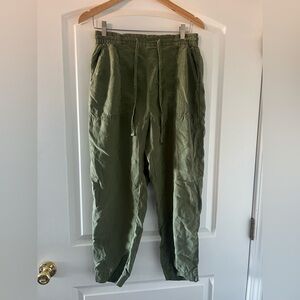 Zara Green Linen Blend Joggers